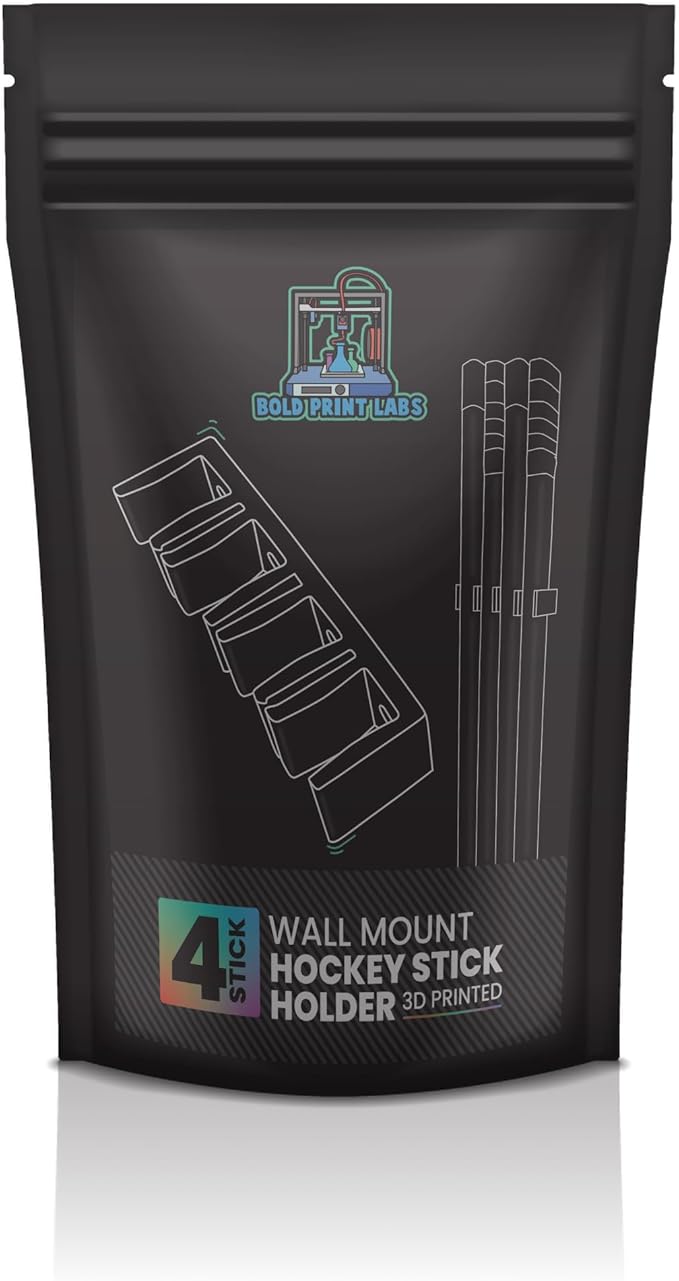 Wall Mount Hockey Stick Holder | Ice Hockey Stick Organizer (Black, 4 Stick Wall Mount)-StrideForce Fitness