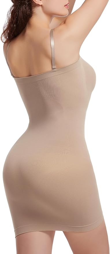 SHAPERX Strapless Shapewear Dress for Women Tummy Control Seamless Full Body Shaper Slip with Removable Straps-StrideForce Fitness