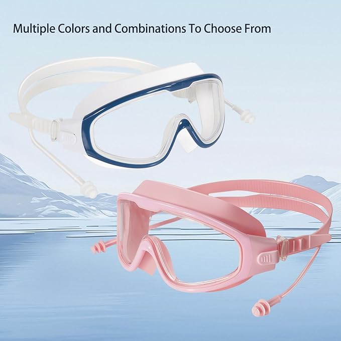 Adult Swimming Goggles,Leak-Proof,Anti-Fog Pool Glasses,Wide View Swim Goggles with Ear Plugs and Nose Clip-StrideForce Fitness