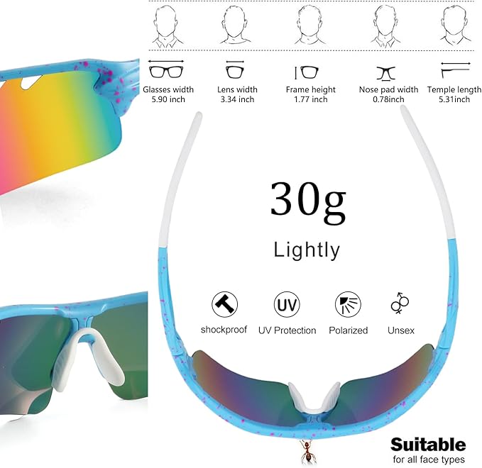 BangLong Polarized Sports Sunglasses Cycling Sun Glasses for Men Women with 5 Interchangeable Lenes for Running Baseball Golf-StrideForce Fitness