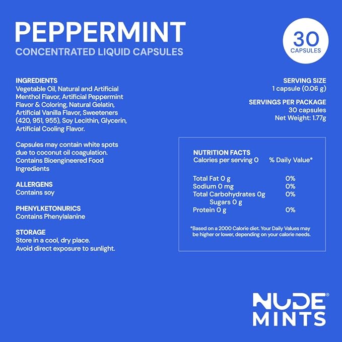 NUDE MINTS | Dual Action Liquid Capsules | Mouth Watering Mint - Lasts 3X Longer - 3X Stronger - Extreme Bad Breath Treatment For Adults - Sugar Free, 0 Calorie - Variety - 5 Pack - 150 Capsules