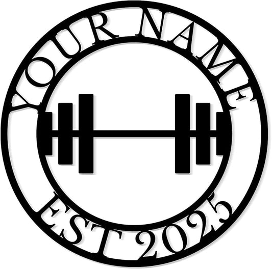 Personalized Metal Gym Sign, Custom Fitness Metal Wall Decor, Yoga Room Sign, fitness room decor, home gym decor, gifts for sports lovers, black metal-StrideForce Fitness