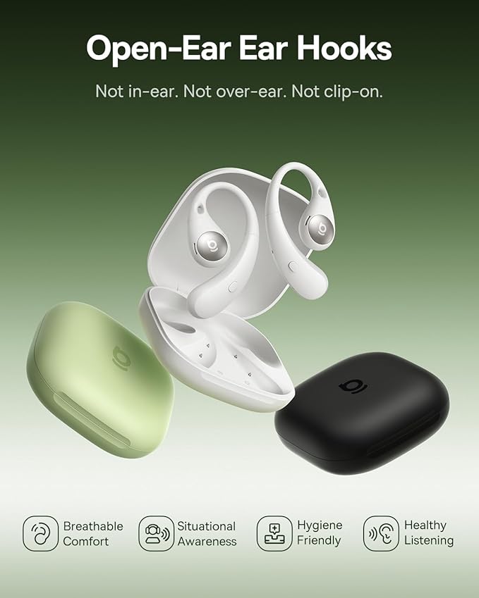 Baseus Eli Sport 2 Open-Ear Headphones Wireless Earbuds,Secure Earhook Sport Design,Ultra-Comfort,4-Mic Clear Calls, IP57 Waterproof,45H Play, Bluetooth 6.0 Earhook Fit Running Workout Gym -White-StrideForce Fitness