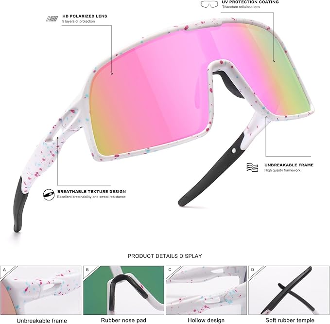 Polarized Sports Sunglasses for Men and Women Cycling Glasses UV Protection Goggles for Mountain Bike Running Fishing-StrideForce Fitness