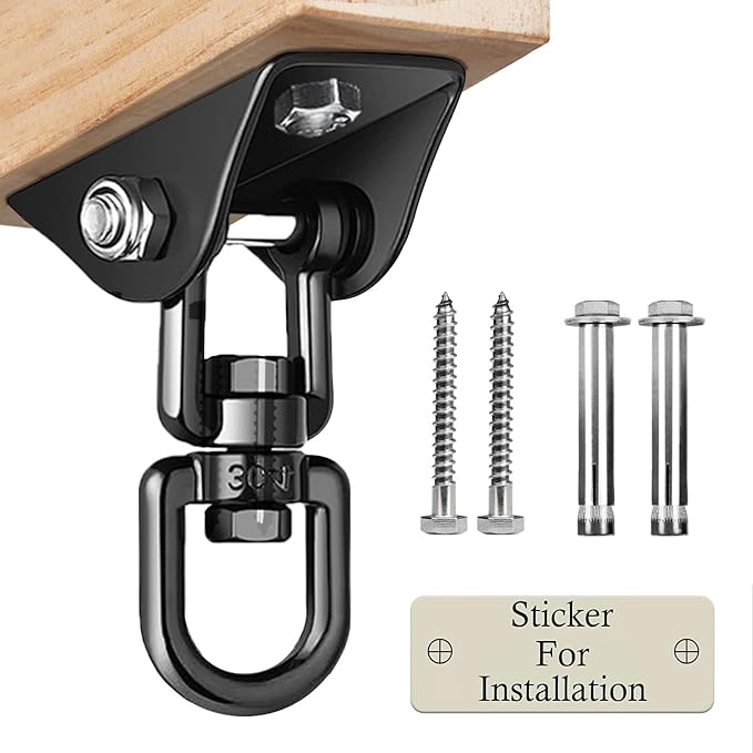 Heavy Duty Swing Hangers for Wooden Sets 2000 LB Capacity Hammock Hanger 360 Swivel Stainless Steel Swing Hardware Accessories 2 Packs for Porch Playground Yoga Heavy Bag-StrideForce Fitness
