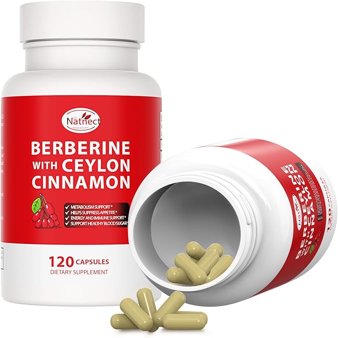 Berberine Supplement with Ceylon Cinnamon, Licorice Extract, Berberine 6X for Healthy Weight Management, Metabolism and Immune Support (120 Capsules)-StrideForce Fitness