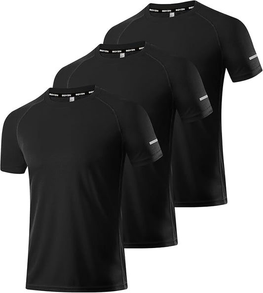 Boyzn 1, 3, 5 or 7 Pack Men's Workout Running Shirts, Dry Fit Moisture Wicking T-Shirt, Gym Athletic Short Sleeve Tee Shirts-StrideForce Fitness