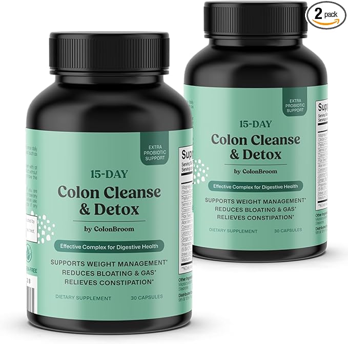 ColonBroom 15 Day Colon Cleanse & Detox Cleanse for Weight Management with Probiotics & Magnesium | Reduce Bloating & Boost Metabolism & Digestion - Effective Gut Cleanser Detox (2 Bottles)-StrideForce Fitness
