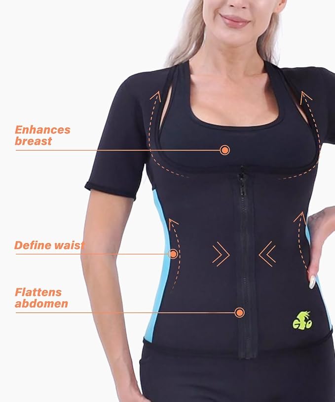NonEcho Women Sauna Sweat Suit Sleeve Spa Cami Hot Neoprene Slimming Workout Vest Body Shaper Waist Trainer Top-StrideForce Fitness