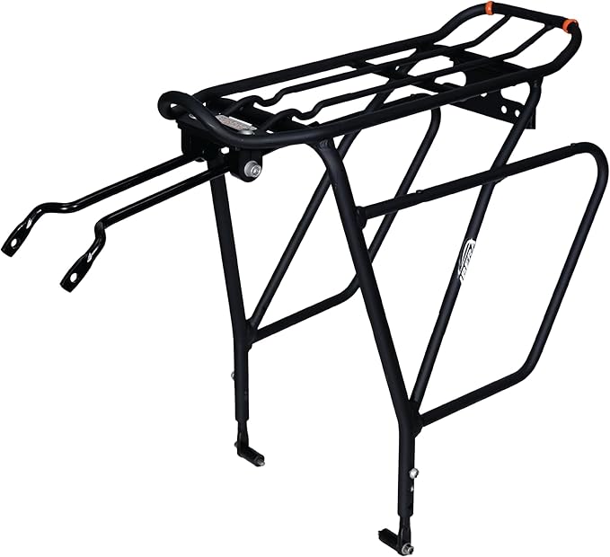 Ibera Bike Rack - Bicycle Touring Carrier Plus+ for Disc Brake/Non-Disc Brake Mount, Fat Tire Bikes, Frame-Mounted for Heavier Top & Side Loads, Height Adjustable for 26"-29" Frames-StrideForce Fitness