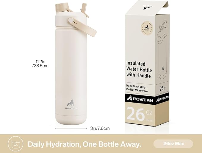 26 oz Insulated Water Bottle with 2-in-1 Straw and Spout Lid, Keep Cold 24H, Leak-Proof, Fits in Car Cup Holder, Stainless Steel Water Bottle for Sports, Gym, Travel, and School (Mousse)-StrideForce Fitness