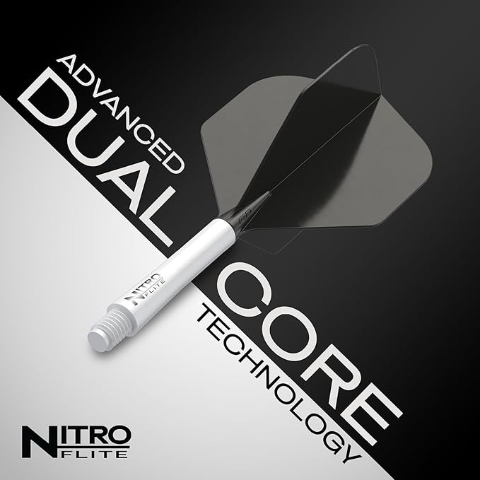 RED DRAGON Darts – Nitro Flite Integrated Flight & Shaft System – No.2 Shape and Design - Available in Short, Intermediate & Medium - Available in Variety of Colours - Professional Darts Accessories-StrideForce Fitness