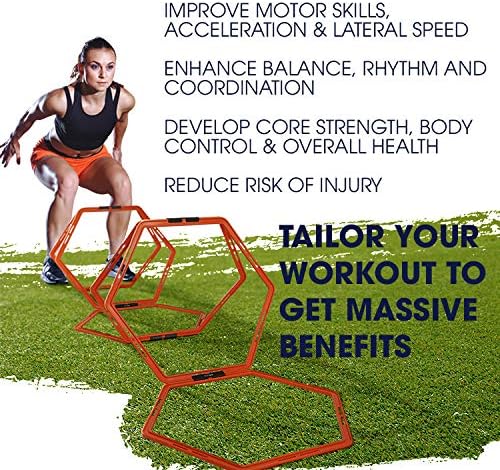 Yes4All Hex Agility Rings/Speed Rings with Carrying Bag – Hexagon Rings, Agility Hurdles for Agility Footwork Training-StrideForce Fitness