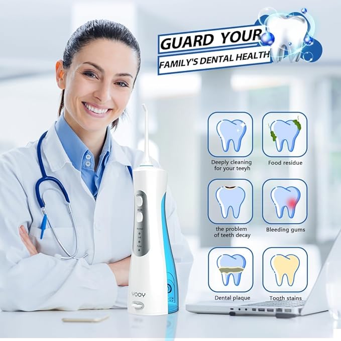Water Dental Flosser Teeth Portable Cordless Oral Irrigator Gums Braces Orthodontic Care Irrigation Cleaner Electric Waterflosser Flossing for Teeth Cleaning Rechargeable for Home Travel