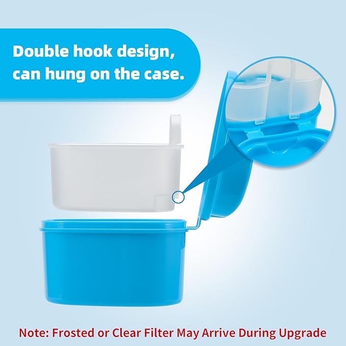 Dental Orthodontic Retainer Case Cleaning with Strainer Basket, Denture Bath Box Soaking Cup Mouthguard Storage Holder - Blue