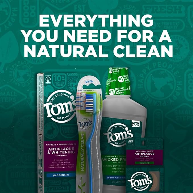 Tom's of Maine Sea Salt Natural Alcohol-Free Mouthwash, Refreshing Mint, 16 Fl Oz (Pack of 3)