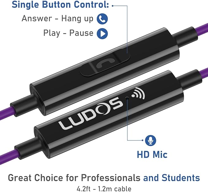 LUDOS Clamor USB C Headphones for iPhone 16 15 Pro Max Plus iPad Pro, 5 Years Warranty, USB-C Earbuds for Samsung Galaxy S24 S23 Ultra S22 S21 FE S20 A55 A54 A53, USB Type C Earphones - Purple-StrideForce Fitness
