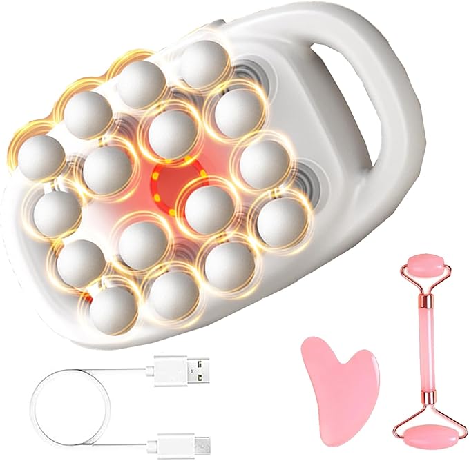 Zevessa Massager - Relief Wave Pro 3, Reliefwave Massager - 16-Head Massage Gun Set, 30 Intensity Levels with 16 Massage Heads, Quiet Percussion Massagers for Legs, Waist, Buttocks Muscles (White)