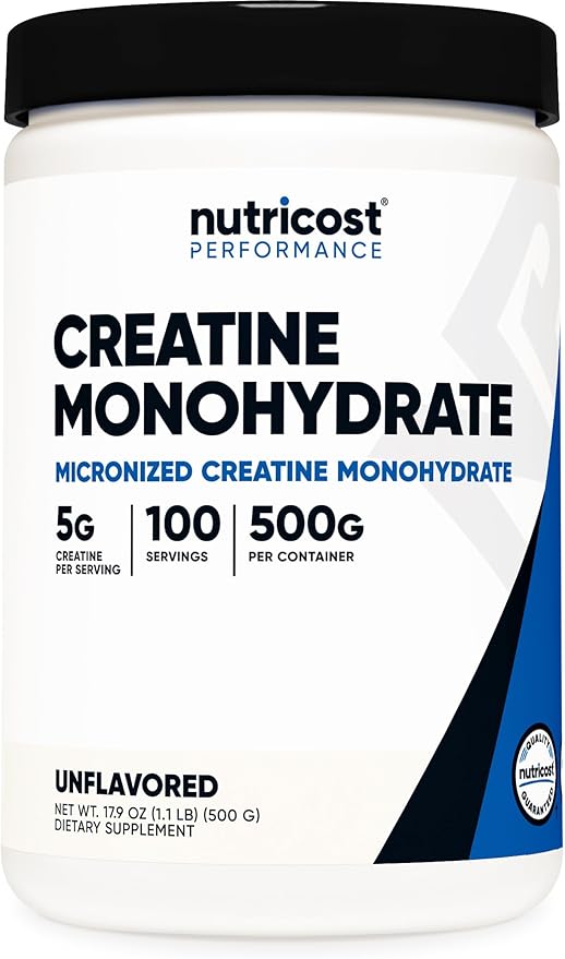 Nutricost Creatine Monohydrate Micronized Powder 500G, 5000mg Per Serv (5g) - 100 Servings, 17.9 Oz-StrideForce Fitness