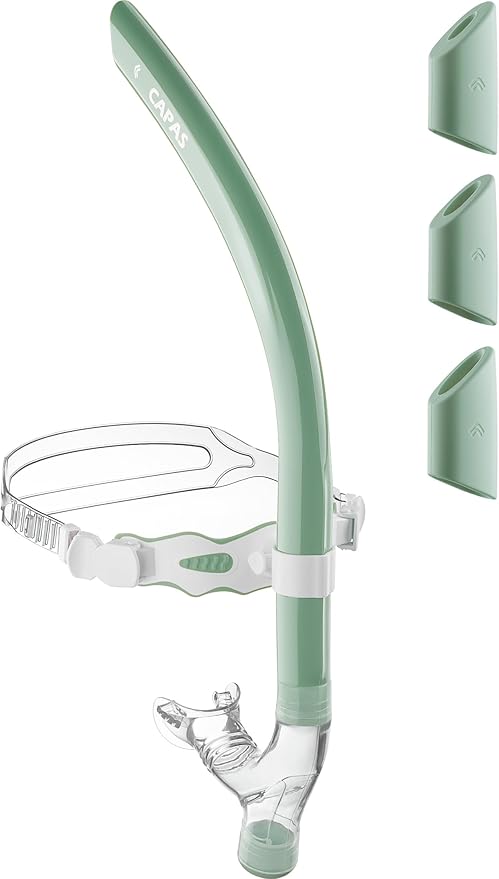 CAPAS Training Swim Snorkel for Lap Swimming, Swivel Headband Ultimate Fit Center-Mount Swimmers Snorkel with Liquid Silicone Mouthpiece Adjustable Strap, Designed for Adult Men Women-StrideForce Fitness