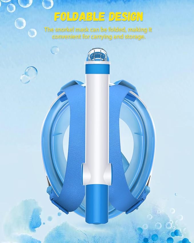 W WSTOO Kids Full Face Snorkel Masks,Suitable for Beginners Dry Top Snorkeling Gear,Can Your Mouth or Nose to Breathe,180 Degrees Panoramic View,Anti-Fog Anti-Leak,Summer Travel and Vacationing Gifts-StrideForce Fitness