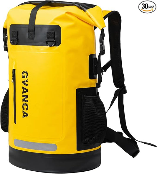 Waterproof Dry Bag Backpack for Kayaking, Roll Top Kayak Dry Backpack, Floating Outdoor Dry Sack Boating Sailing Canoeing Rafting Fishing Camping 55L Yellow-StrideForce Fitness