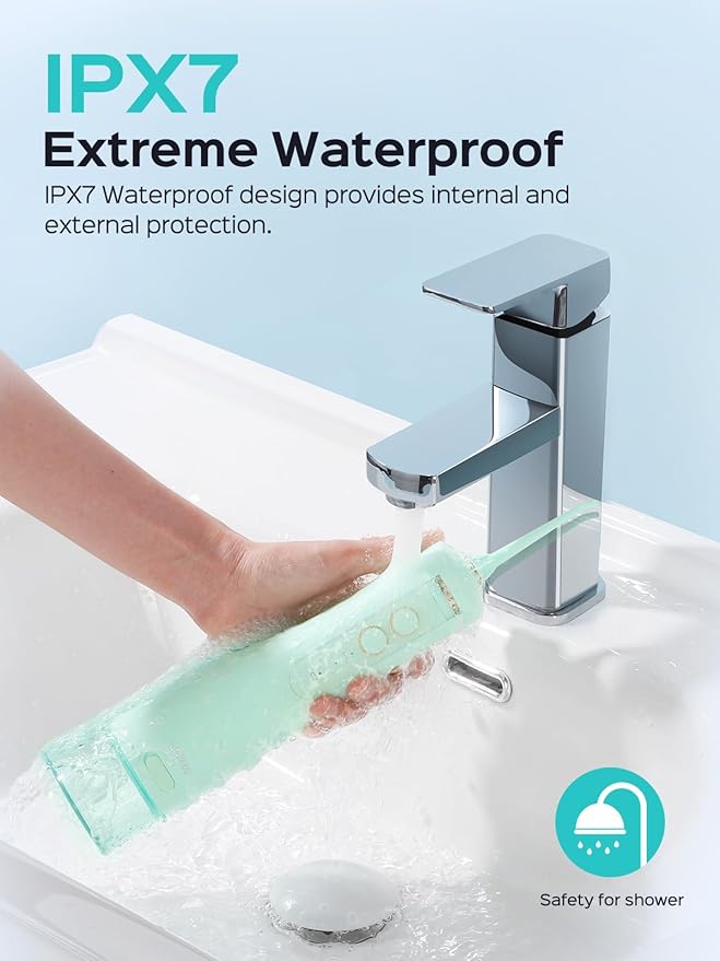 COSLUS Portable Water Flosser for Teeth: 10 Pressure Settings Professional Water Dental Pick for Orthodontic, Braces & Sensitive Gums - Cordless for Travel Use, for Adults Teens, BPA-Free, E40