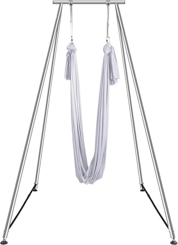 VEVOR Aerial Yoga Frame, 9.67 ft Height Swing Stand, Max 551.15 lbs Load Chrome-Plated Steel Pipe Inversion Yoga Rig for Indoor Outdoor Use-StrideForce Fitness