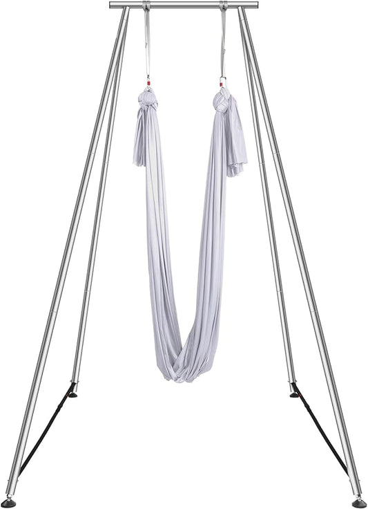VEVOR Aerial Yoga Frame, 9.67 ft Height Swing Stand, Max 551.15 lbs Load Chrome-Plated Steel Pipe Inversion Yoga Rig for Indoor Outdoor Use-StrideForce Fitness