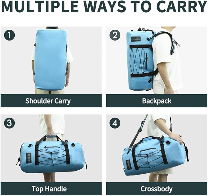 80L Dry Bag Large Waterproof Bag Roll-Top Heavy Duty Fishing Duffel Bag with Durable Straps & Handles for Kayaking Paddle boarding Boating Rafting Fishing-StrideForce Fitness