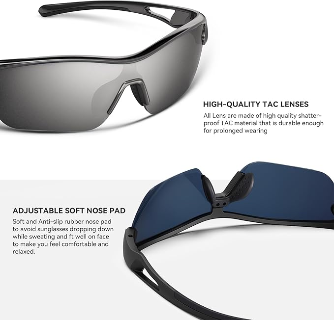 BEACOOL Polarized Sports Sunglasses for Men Women Youth Baseball Cycling Running Fishing Golf Motorcycle TAC Glasses UV400-StrideForce Fitness