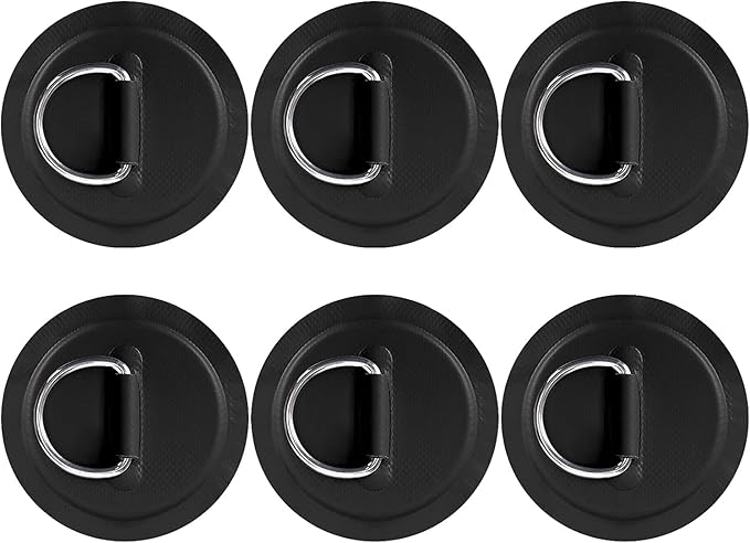 TOBWOLF 6 Pack Stainless Steel D-Ring Patch for Inflatable Boat Kayak Dinghy SUP, D-Ring PVC Patch Stand-Up Paddleboard Canoe Rafting Accessories, NO Glue Included-StrideForce Fitness