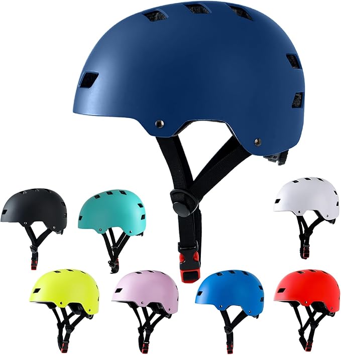 Bike Helmet 3 Sizes for Teenager Kids Youth Adults,Bavilk Skateboard Helmet Adjustable Multi-Sport Bicycle Cycling Scooter Roller Skate Inline Skating Rollerblading for Girls Boys Women Men Teen-StrideForce Fitness