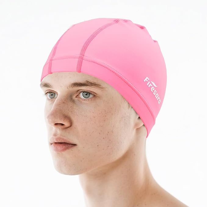 Firesara Fabric Swim Cap, High Elasticity Swimming Cap Keeps Hair Clean Breathable Fit Both Long Hair Short Hair, Swim Caps Woman Girls Men Kids One Size Hat-StrideForce Fitness