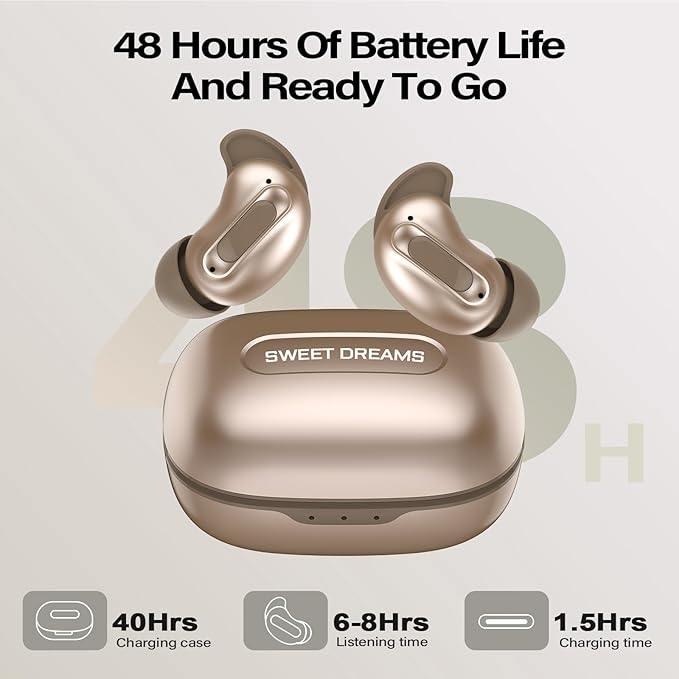 Sleep Earbuds, Mini ANC Wireless Earbuds Bluetooth 5.4 Headphones Deep Bass Stereo, 48H Playtime Ear Buds, 4 ENC Noise Cancelling Mic, In Ear IP7 Waterproof Earphones for Side Sleepers,Touch Control-StrideForce Fitness