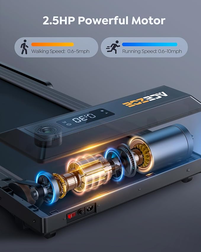 2 in 1 Folding Treadmills for Home Small Office, 2.5HP Walking Pad Treadmill with Handle Bar, 300lbs Capacity, Copmact Protable Treadmill with Smart APPs, 12 HIIT Modes and Touch Screen-StrideForce Fitness