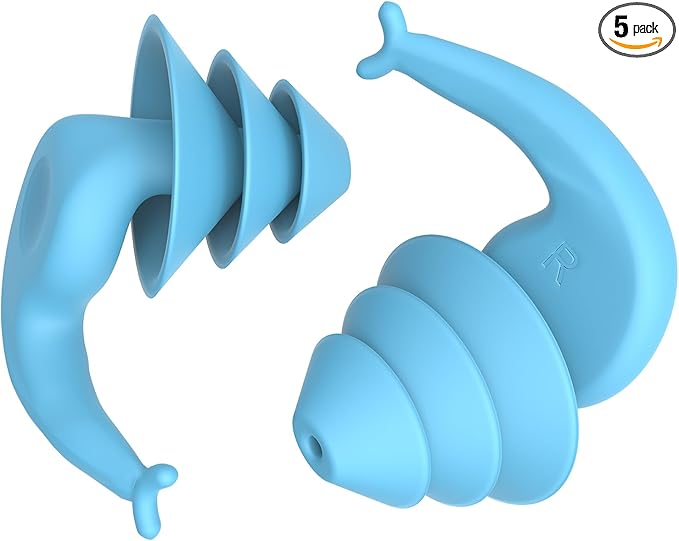 LYSIAN Reusable Swimmer Earplugs for Women Men 2 Pairs with Nose Clip, Water Proof Silicone Ear Plugs for Summer Swimming, Showering, Surfing, Water Sports and Sleeping-StrideForce Fitness