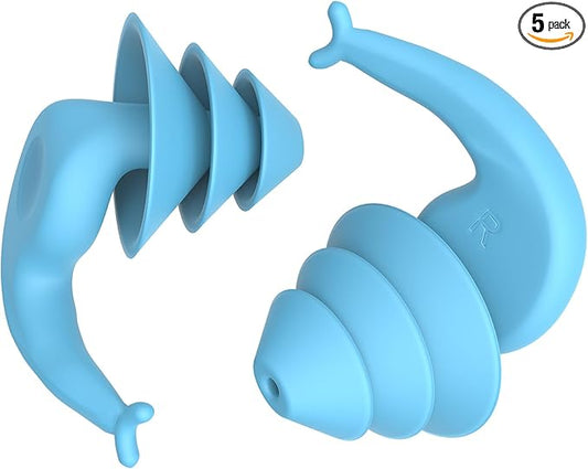 LYSIAN Reusable Swimmer Earplugs for Women Men 2 Pairs with Nose Clip, Water Proof Silicone Ear Plugs for Summer Swimming, Showering, Surfing, Water Sports and Sleeping-StrideForce Fitness