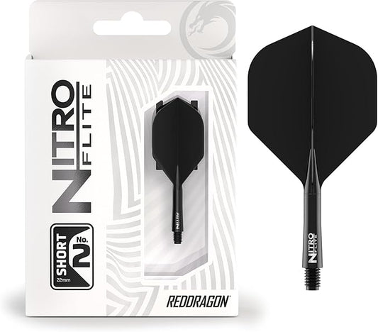 RED DRAGON Darts – Nitro Flite Integrated Flight & Shaft System – No.2 Shape and Design - Available in Short, Intermediate & Medium - Available in Variety of Colours - Professional Darts Accessories-StrideForce Fitness