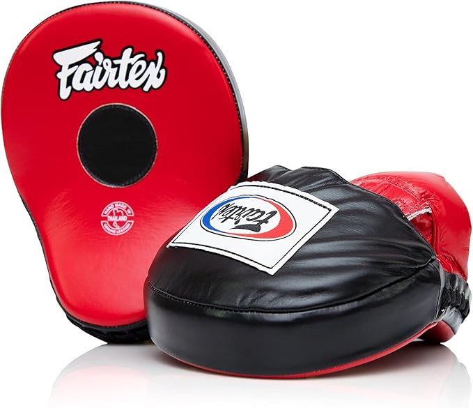 Fairtex FMV9 Contoured Focus Mitts |Striking Accuracy & Protection for Boxing, Muay Thai, Kickboxing |Ergonomic Design, Soft Padding, Secure Fit Leather-StrideForce Fitness