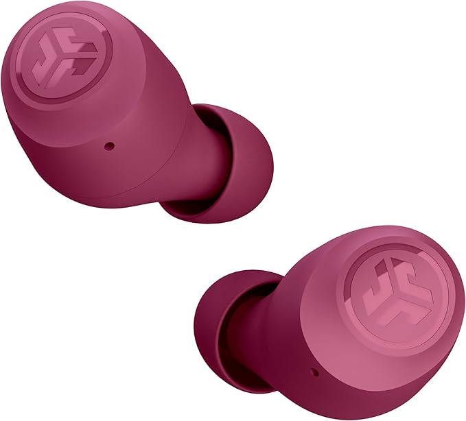 JLab Go Air Pop+ True Wireless Bluetooth Earbuds in Dark Pink Plus Cloud Foam Mnemonic Earbud Tips-StrideForce Fitness