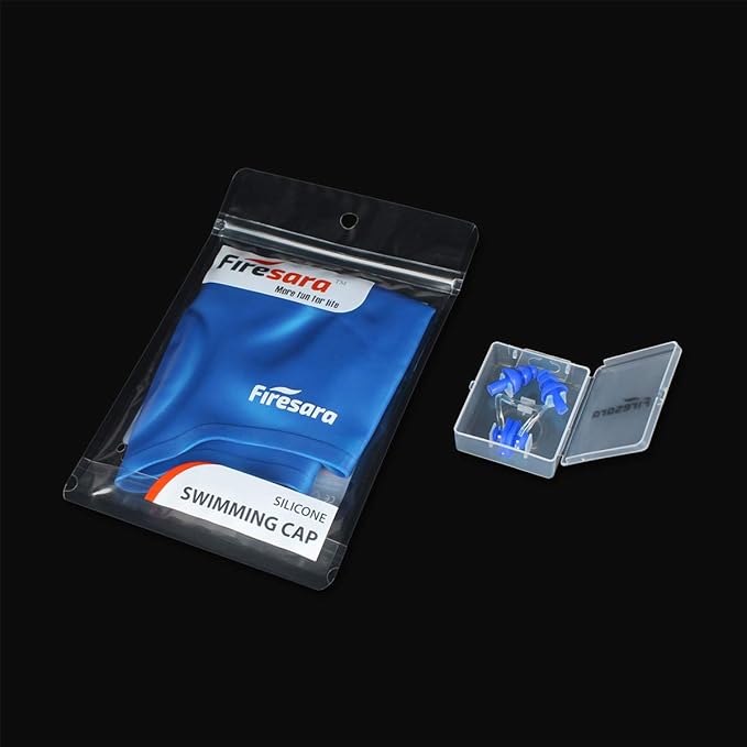 Firesara Swim Cap, Original Updated Swimming Cap 3D Ergonomic Design Comfortable Durable Ear Protection for Women Kids Men Adults Boys Girls for Long or Short Hair with Nose Clip and Ear Plugs-StrideForce Fitness