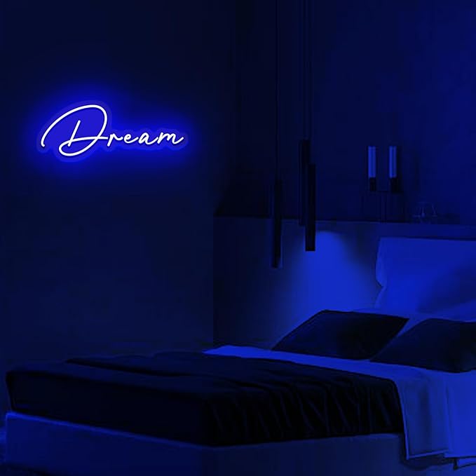 Dream Neon Sign for Wall Decor LED Neon Dream Light Sign USB Powered Wall Neon Light up Sign for Party Wall Décor Party Light Home Room Christmas Club Bistro Decor 5v (Blue)-StrideForce Fitness