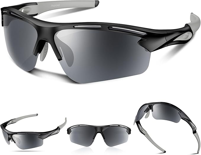 Polarized Sports Sunglasses for Men Women,UV400 Protection Sunglass for Running Cycling Fishing Hiking TR90-StrideForce Fitness