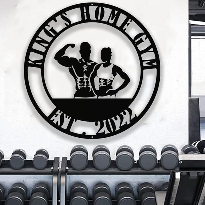 Gym Metal Wall Art Personalized Custom Name Fitness Decor, Workout Room Powerlifting Sign, Home Garage Center Motivational Gift for Women, Men, Dad, Papa, Grandpa, Mother, Sister, Girls, Family-StrideForce Fitness