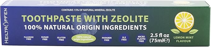 Zeolite Toothpaste | 2.5 fl oz - 75 ml | Fluor-Free | 100% Natural Origin Ingredients | 15% Natural Mineral Zeolite | Heiltropfen®