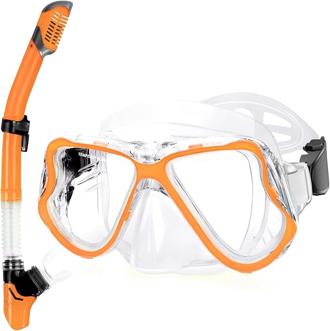 Greatever Dry Snorkel Set,Panoramic Wide View,Anti-Fog Scuba Diving Mask,Professional Snorkeling Gear-StrideForce Fitness