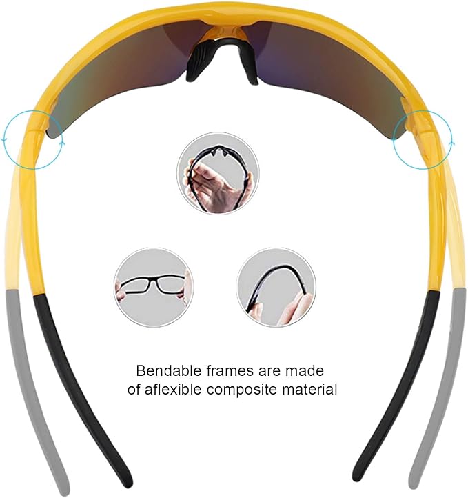 BangLong Polarized Sports Sunglasses Cycling Sun Glasses for Men Women with 5 Interchangeable Lenes for Running Baseball Golf-StrideForce Fitness