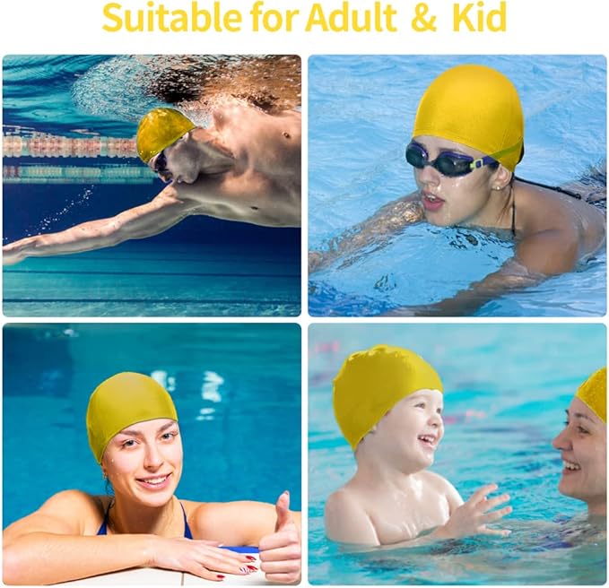 2pcs Cloth Swim Caps for Both Women & Men & Kids Fabric Durable Non-Waterproof Elastic Swimming Pool Cap Bathing Cap for Long and Short Hair-StrideForce Fitness