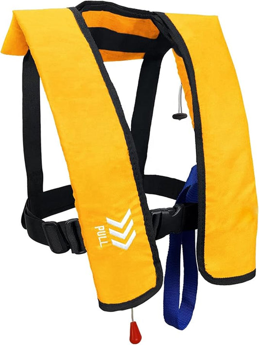 Manual Inflatable Life Jacket|Life Vest for Adults|PFD Low Profile|Supports up to 330 lbs(YSH700)-StrideForce Fitness